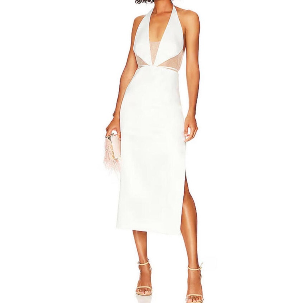 NBD Eliana Midi Dress in White NEW NWT